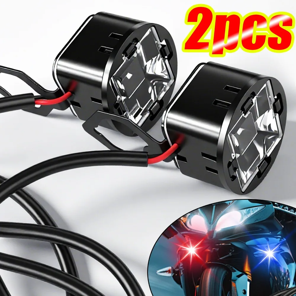

Motorcycle LED Red Blue Strobe Warning Light 12V Universal Flashing Lamp for Car Auto Motorbike Scooter Decoration Accessory