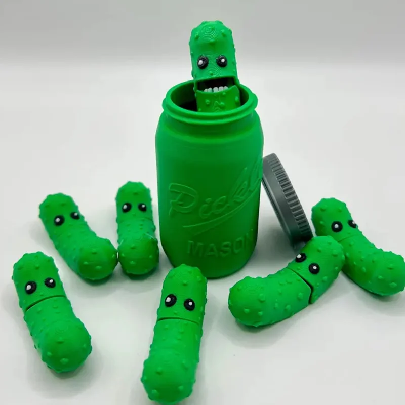 3D Printing Emotional Cucumber Figurines Mystery Pickle Jar Ornaments Funny Positive Energy Cucumber Gift Home Office Decoration - view 2