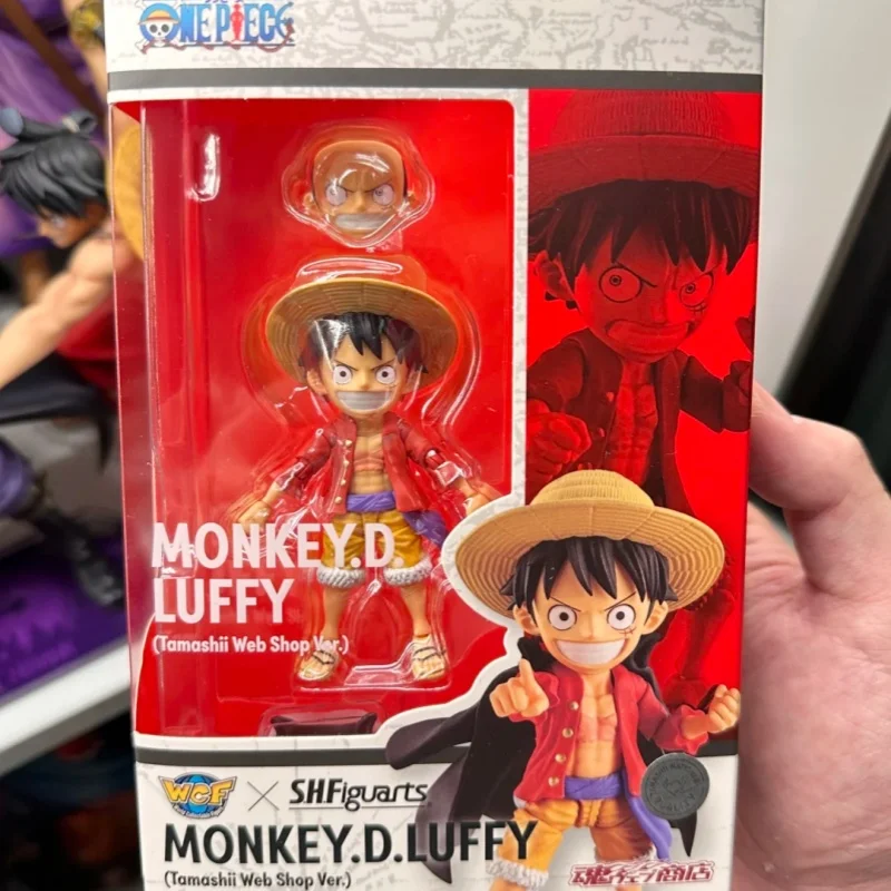 

2025 New Original Bandai Shf Q Version Luffy Action Figure Pvc Model Satatue Desktop Decoration Collecte Children Festival Gifts