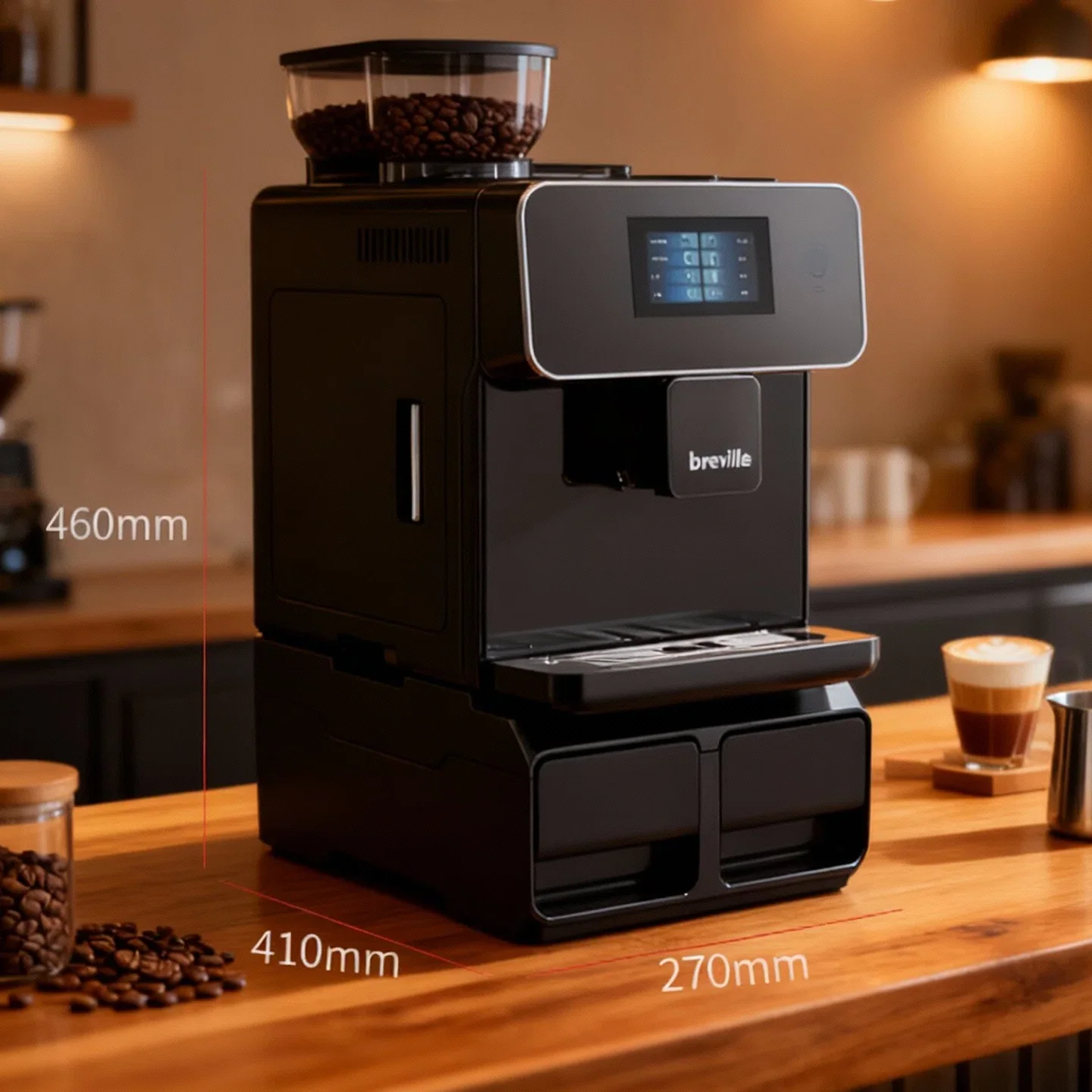 Automatic espresso machine brewing system, stainless steel housing 20 bar pressure European Union/USA 12 cup capacity