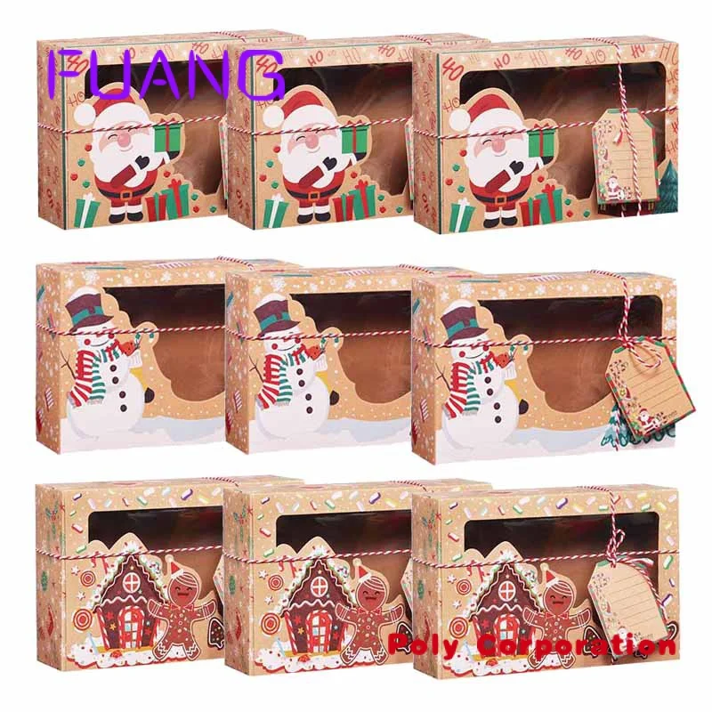 Custom  Merry Christmas Cookie Boxes Cupcake Brownies Christmas Paper Bakery Treat Boxes For Packagingpacking box for small busi