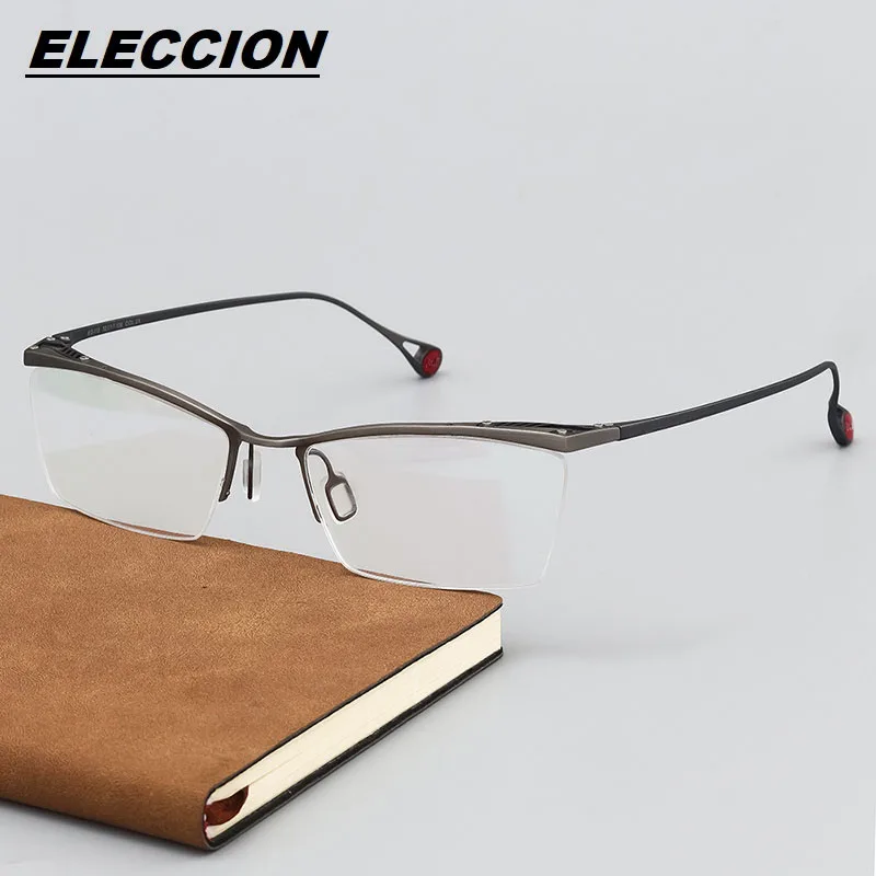 

ELECCION Japanese Brand Designer Eyeglass Frames High-quality Pure Titanium Semi Rim Frame Optical Prescription Glasses Men