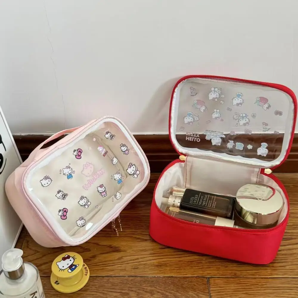 Sanrio Hello Kitty Przenośna Torba Podróżna Kosmetyczka Torba na Kosmetyki z Motywem Kreskówkowego Kotka Kitty Duża Kosmetyczka dla Dziewczyn