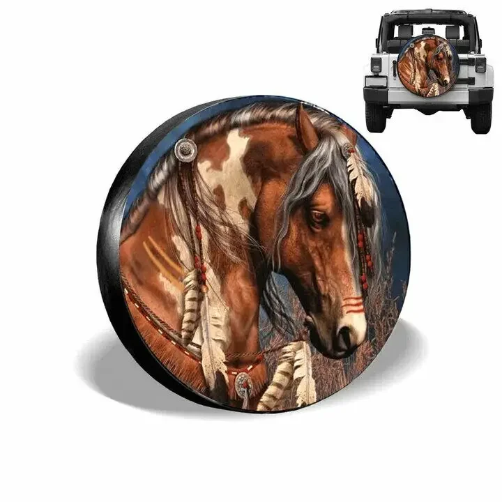 Wild Horse Spare Tire Cover Native Horse Car Accessories For Camping Travel