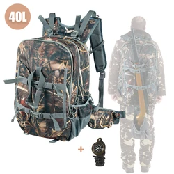 40L Large Capacity Hunting Backpack with Rifle Holder Outdoor Day Pack Camouflage Bag Waterproof Composite Bow Bag Shooting