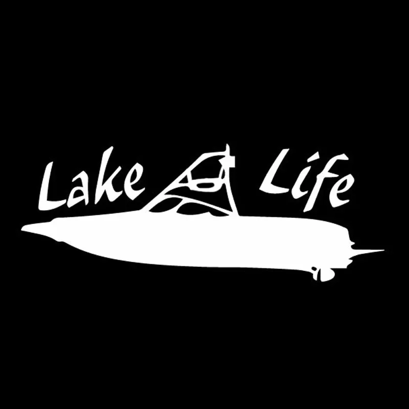 Car Stickers Lake Life Simple Boat PVC Car Decoration Accessories Decals Creative Waterproof Sunscreen Black/white,15cm*6cm