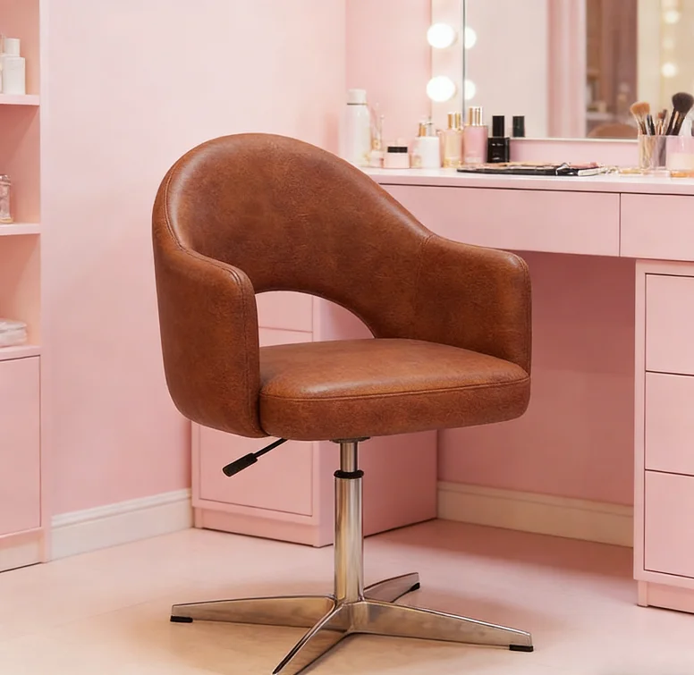 

# OEM Available 360 Swivel Accent Chair Height Adjustable PU Leather Chair Sturdy Frame Makeup Chair Salon Beauty Room