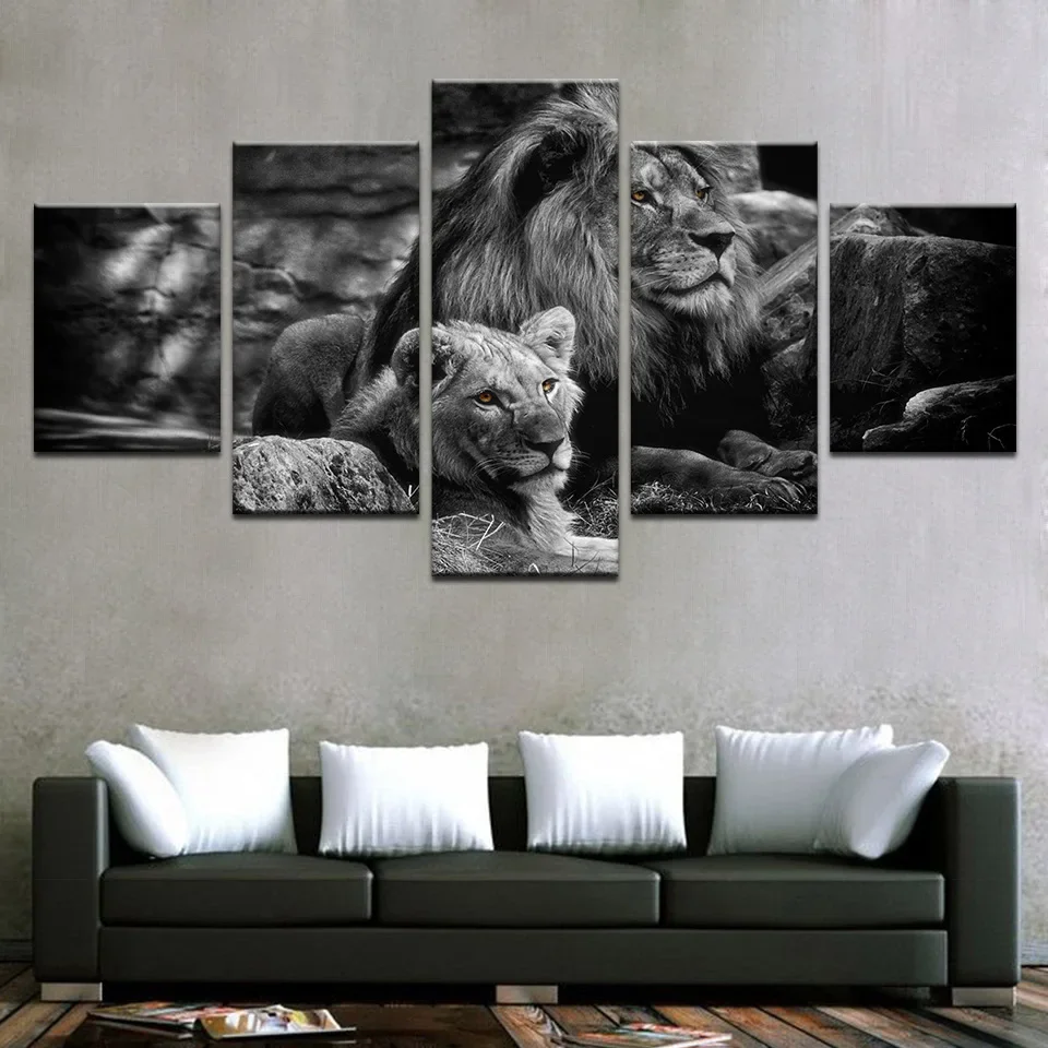 

Low luxury 100CM5 high-definition printing painting roaring color lion art living room room decoration mural