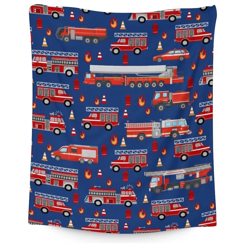 

Fire truck blankets - Children's and boys' blankets-Soft flannel blankets for beds,sofas, and sofas Cute black children's gifts