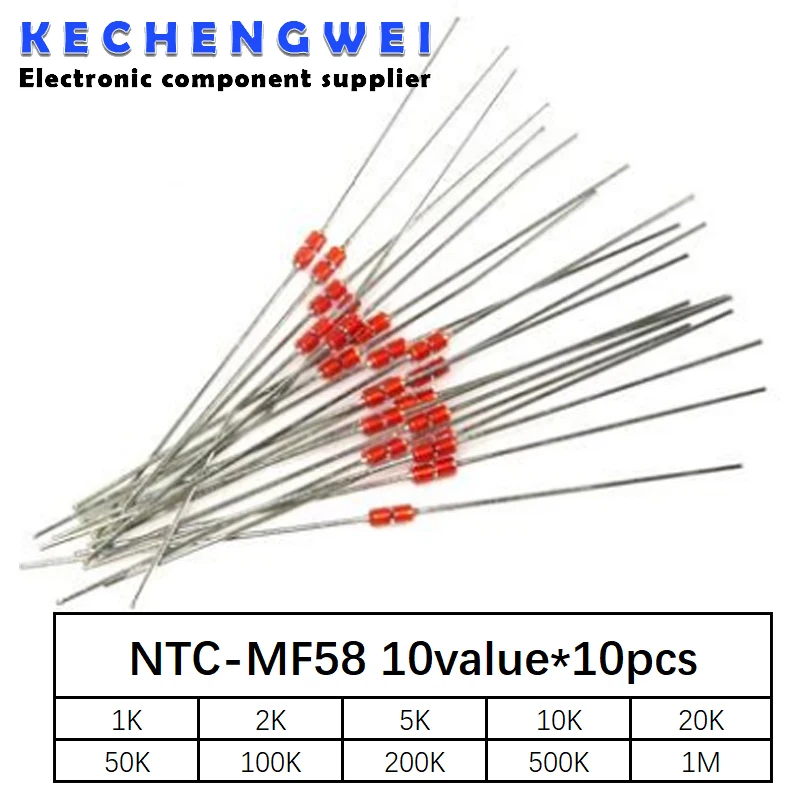 

100 шт. = 10 значений * 10 шт. комплект термисторных резисторов NTC NTC-MF58 1K 2K 5K 10K 20K 50K 100K 200K 500K 1M +/-5% 3950B