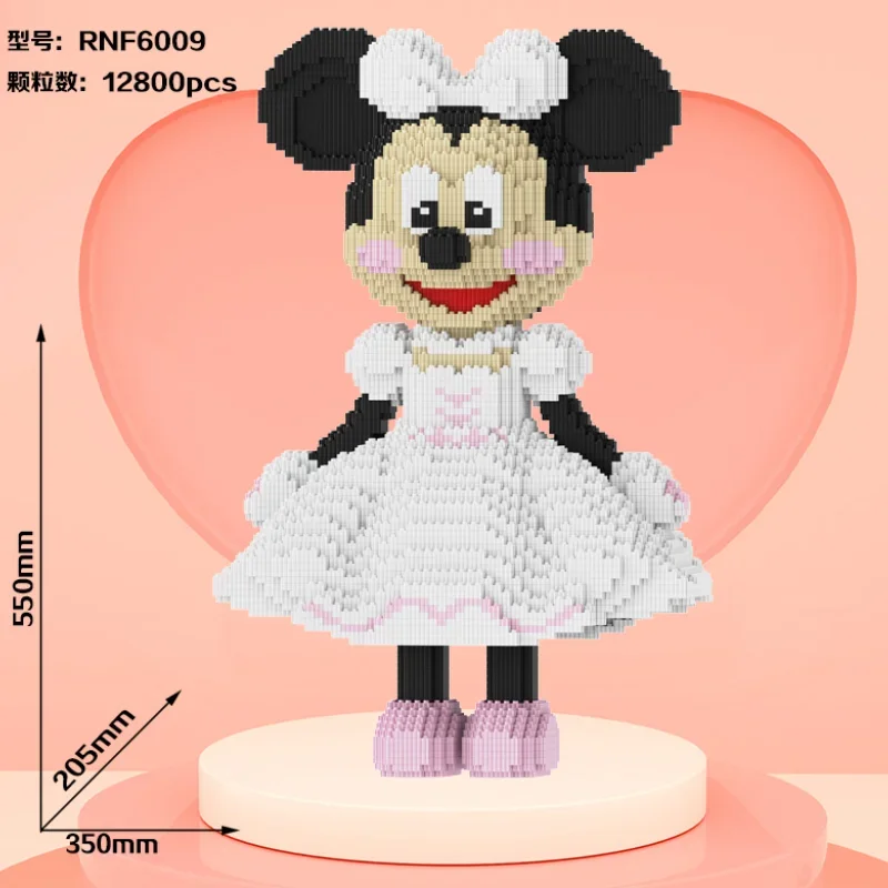 Disney-bloques de construcción de Mickey y Minnie para niñas, montaje de rompecabezas, adorno creativo, boda, regalo del Día de San Valentín