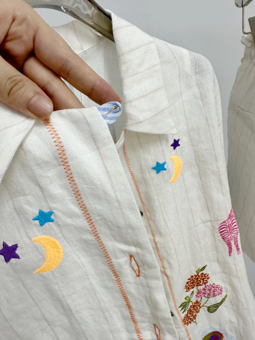 

KING Pure Linen Embroidered Heavy Du Women's Sunscreen Cotton Linen irt ort Pants Faion Set Summer 2024 Collection
