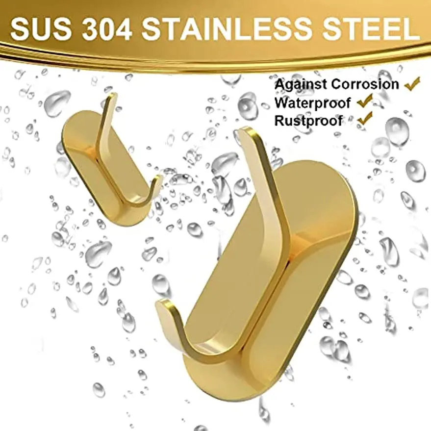 Crochets Adhésifs Imperméables en Acier Inoxydable, pour Manteau, Chapeau, Serviette, Robe