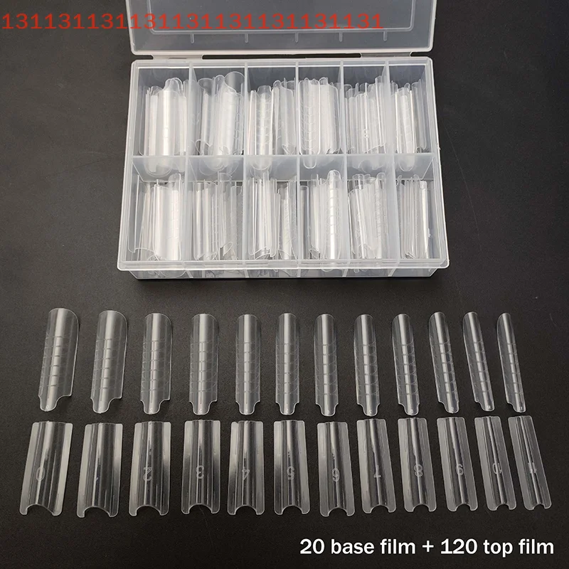 Reusable Dual Nail Form Mold, Full Cover Mold, Clear Nail Art Extension, Shaping Tool, Coffin Almond, 140Pcs