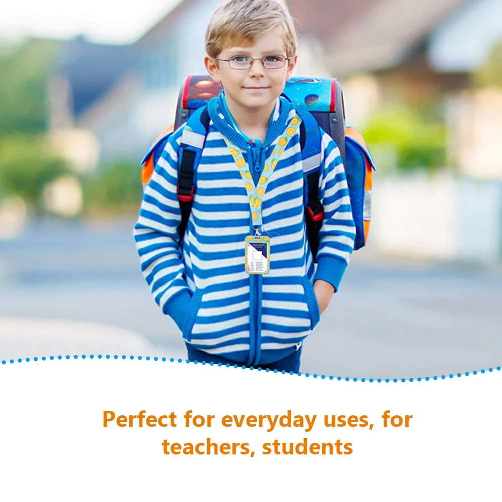 

2pcs Id Card Holder Lanyard Fruit Pattern Protective Sleeve For Students Teachers Work Badge Bus Cards Multifunction Portable