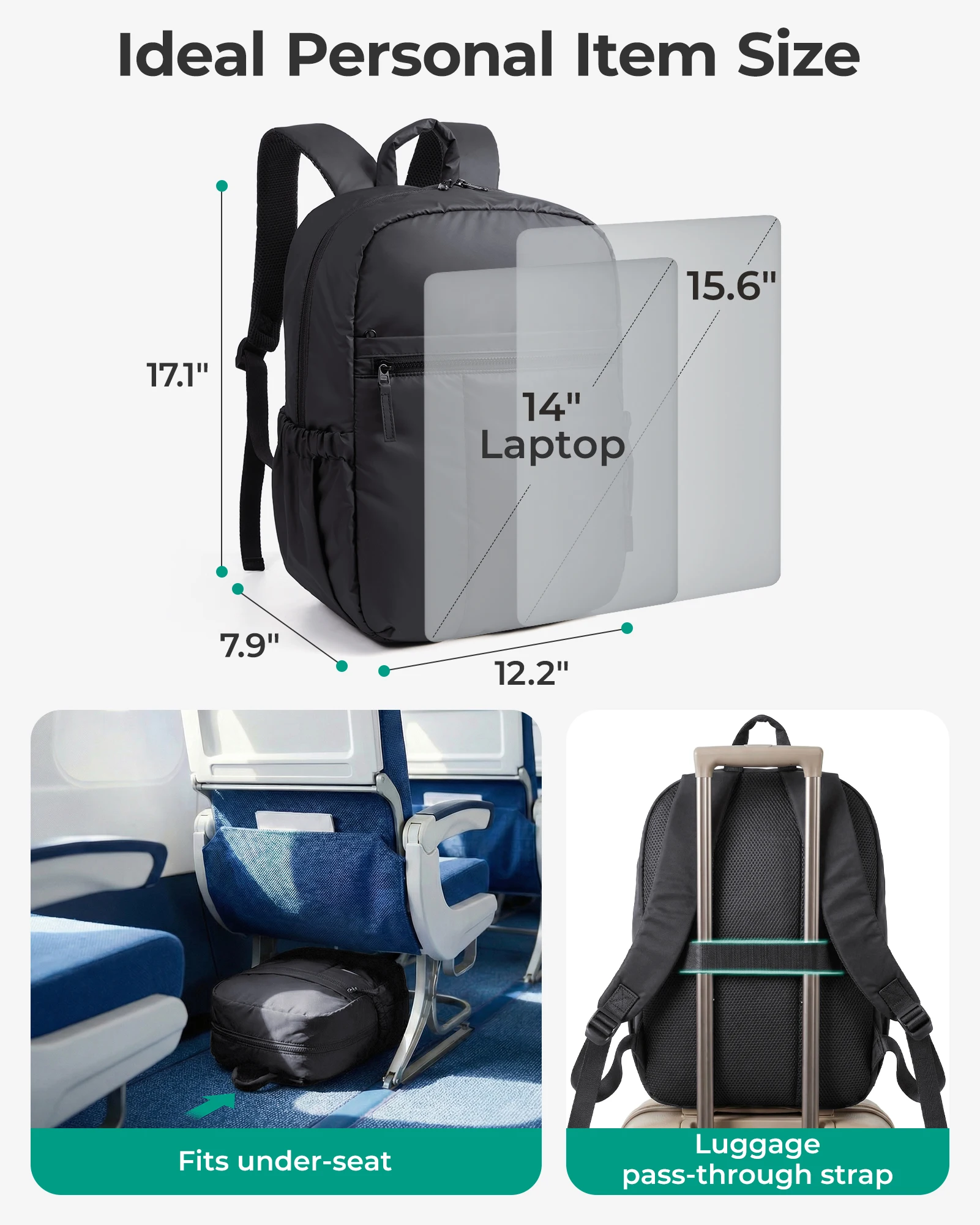 BAGSMART 15,6-calowy plecak na laptopa o dużej pojemności, plecak szkolny dla studentów, męski i damski, wielofunkcyjny plecak biznesowy — zdjęcie produktu 2