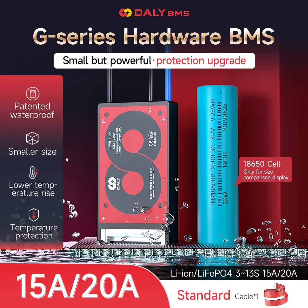 Daly hardware bms for li-ion 10s 36V 13s 48V 20A NTC Protection Board with Balance Leads Wires