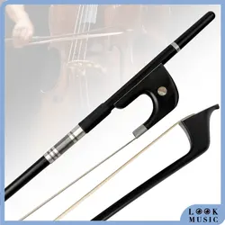 LOOK Pure Black Carbon Fiber Double Bass Bow Arco In 4/4 3/4 1/2 Size Upright Bass Concert Bass Bow German Style Real Horse Hair