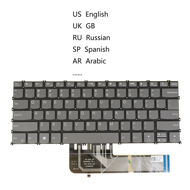 Backlit Keyboard For Lenovo Ideapad 5 Pro-14ACN6 Pro-14ARH7 Pro-14IAP7 Pro-14ITL6 Slim 7 Pro-14IHU5 US UK Russian Spanish Arabic