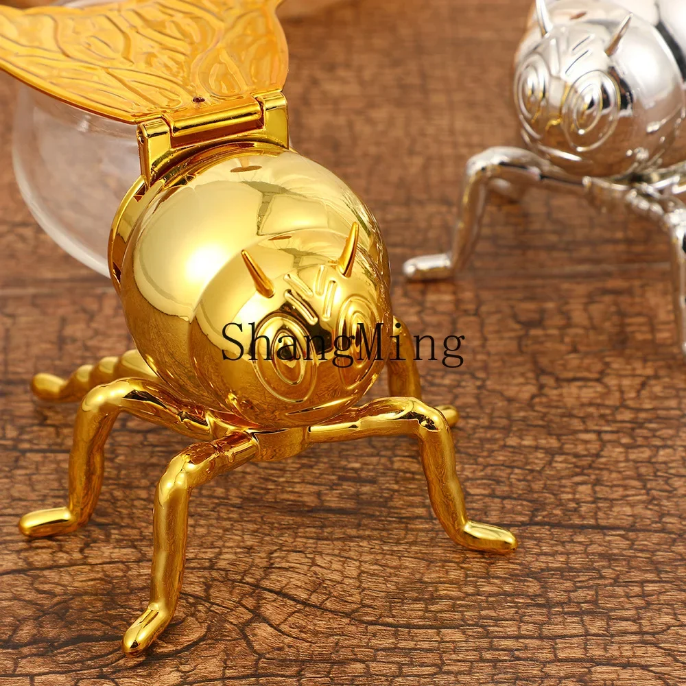 

CLL creative and simple bee seasoning jar light luxury atmosphere golden sugar cup with spoon retro kitchen seasoning