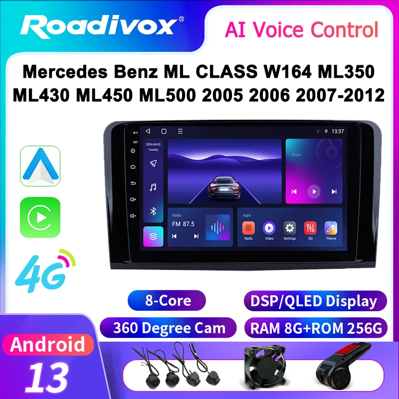 roadivox Android car radio for Mercedes Benz ML CLASS W164 ML350 ML430 ML450 ML500 2005 GPS Navigation Multimedia Player