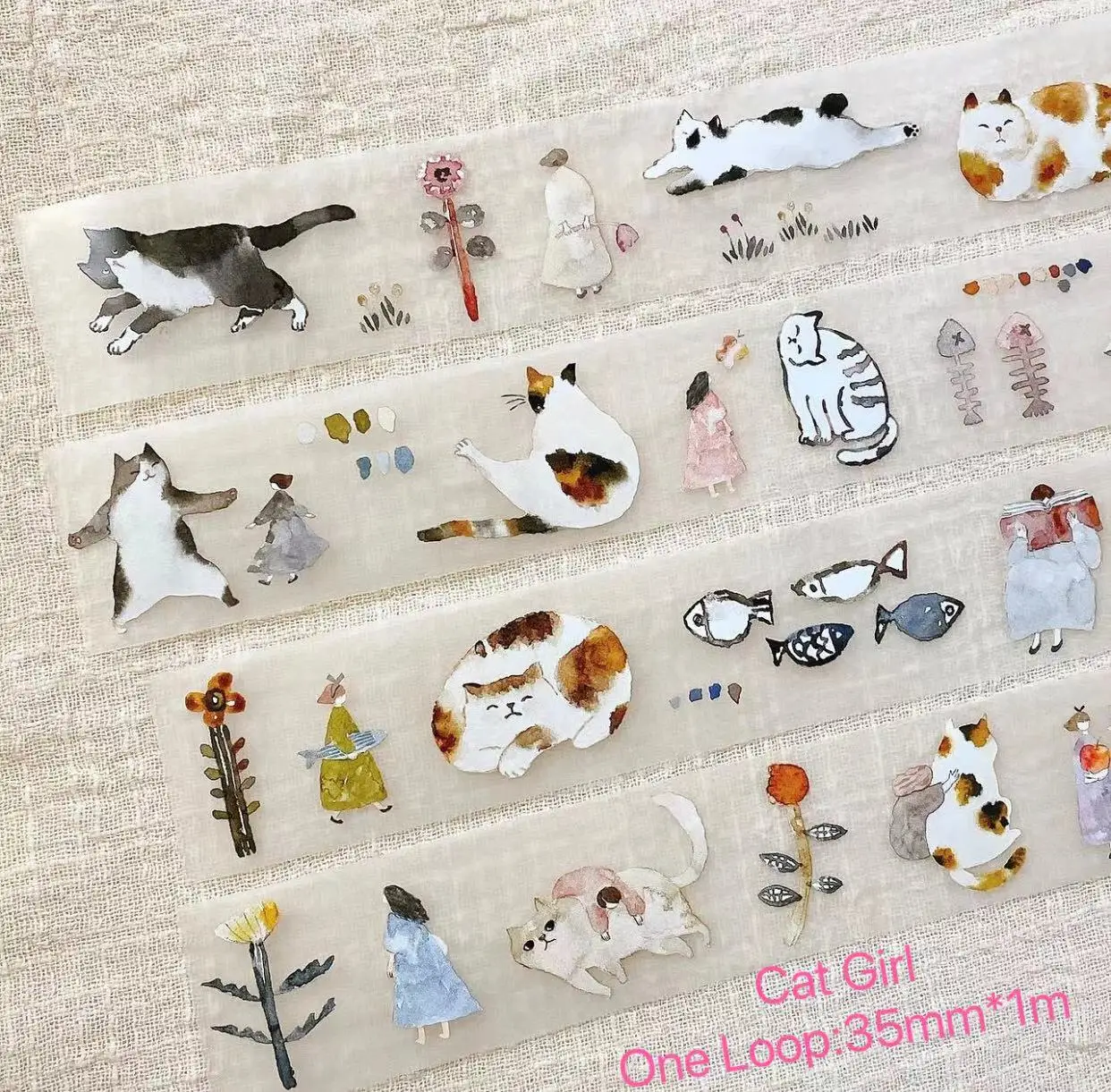 1 Lus-100Cm Mooie Pion Elegante Dame Meisje Bloemenlijsten Washi Pet Tape Planner Diy Scrapbooking Decoratieve Plansticker