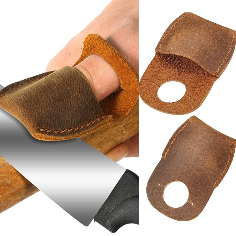 Thumb Guard Genuine Leather Finger Guard for Wood Carving Handmade Carving Accessories Whittling Tools Gloves for Carving Craft