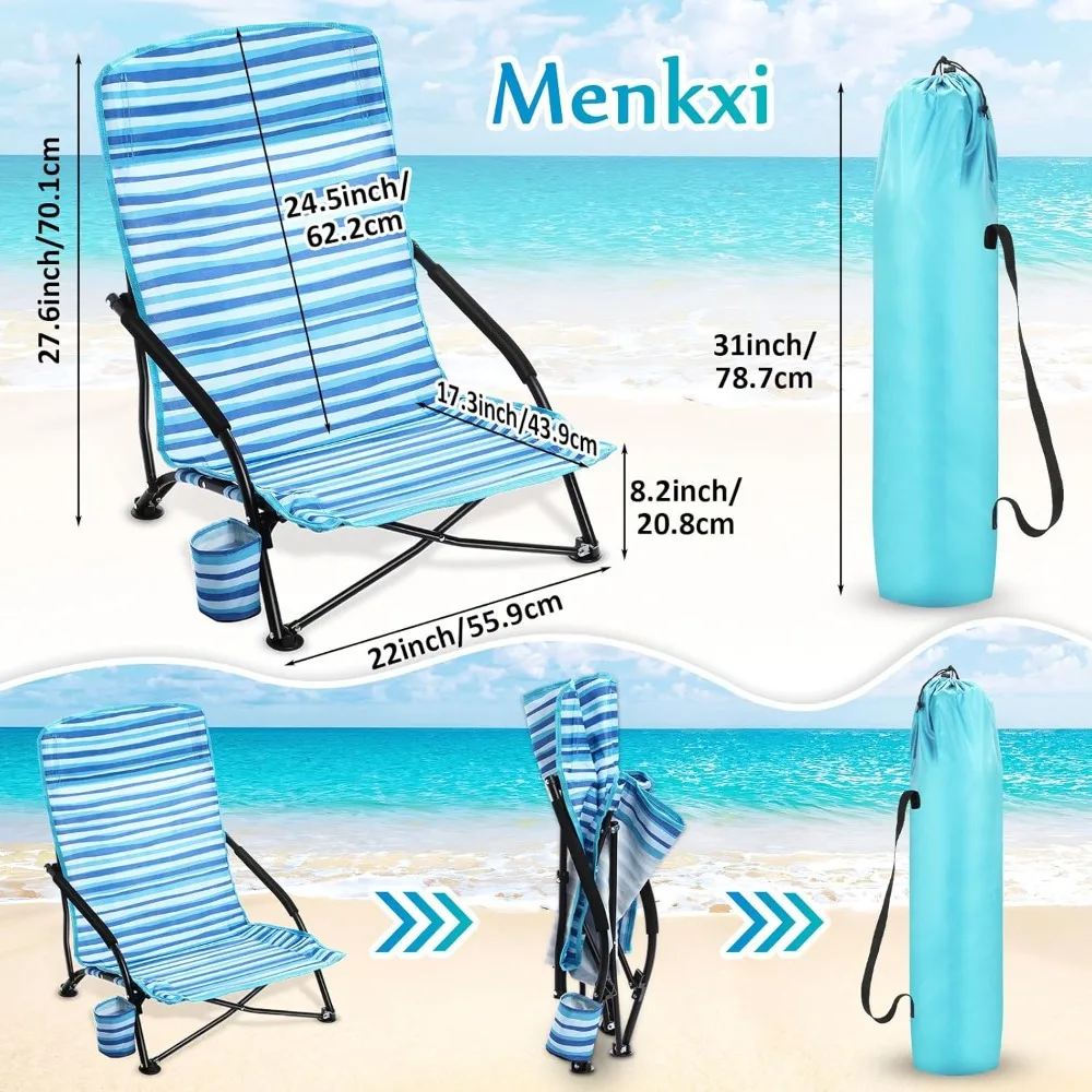 Low Seat Camping Chairs With Cup Holder Portable Folding Chair Camping Chair Foldable 6 Pack Low Beach Chairs Chaise Plage Playa