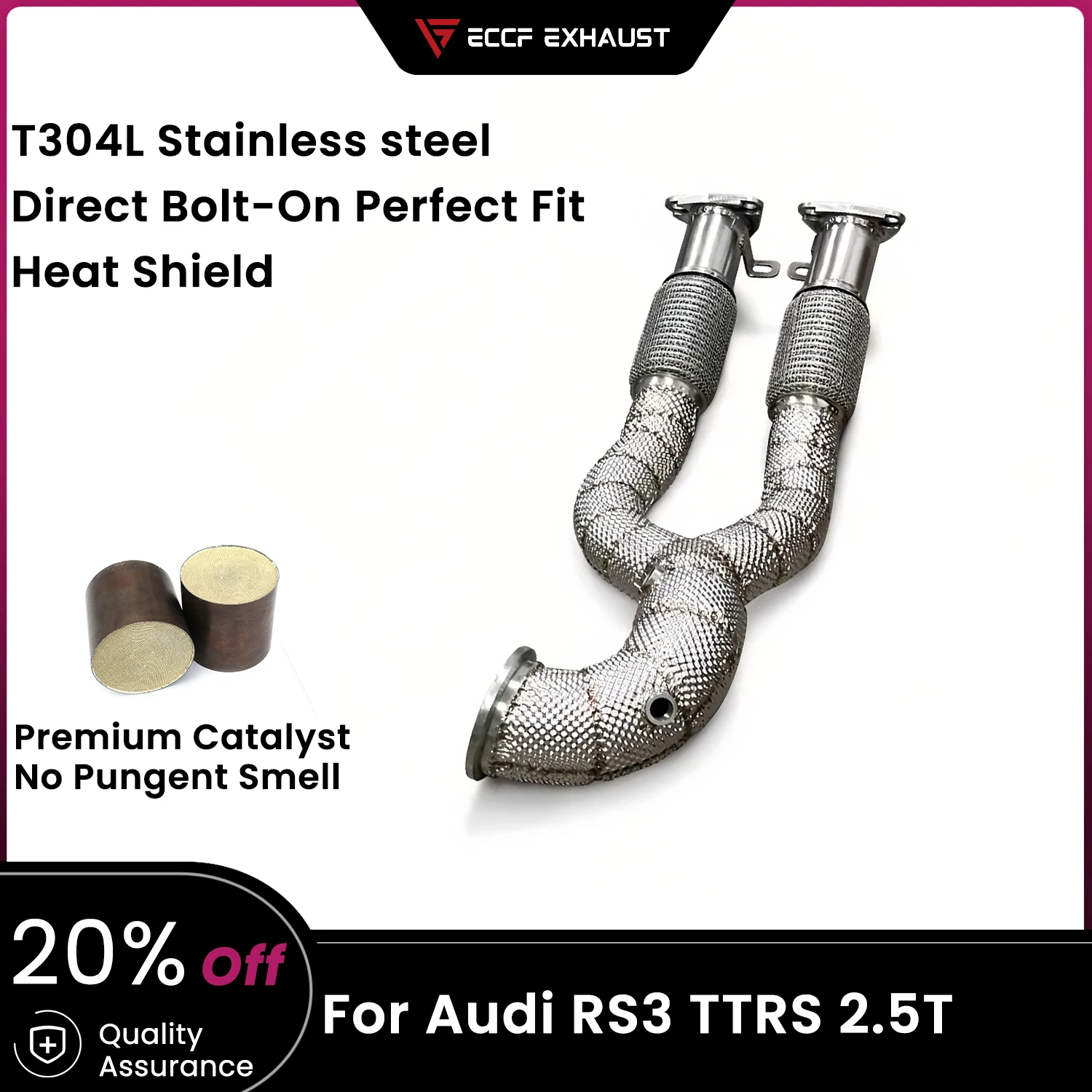 

ECCF Downpipe For Audi RS3 TTRS 2.5T Aggressive Sound High Flow Performance Upgrade Plug & Play OEM Warranty Friendly