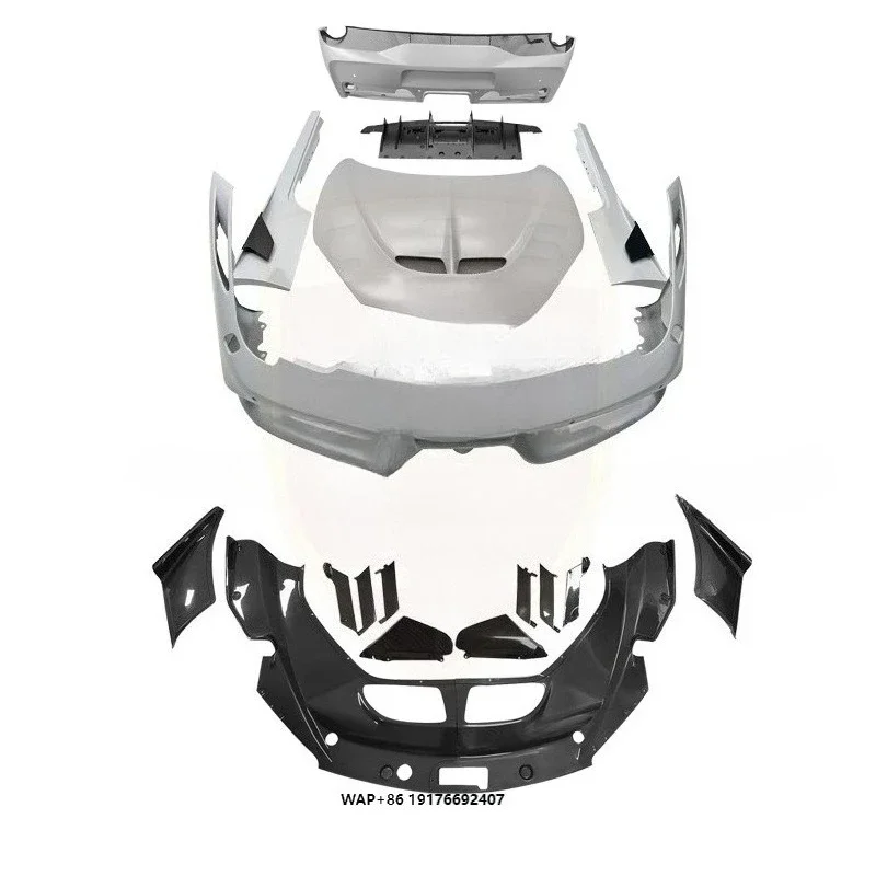 KQX Upgrade to Sp Style Dry Carbon Fiber Front Bumper Engine Hood Side Skirts Exhaust Tips Rear Diffuser Lip Bodykit