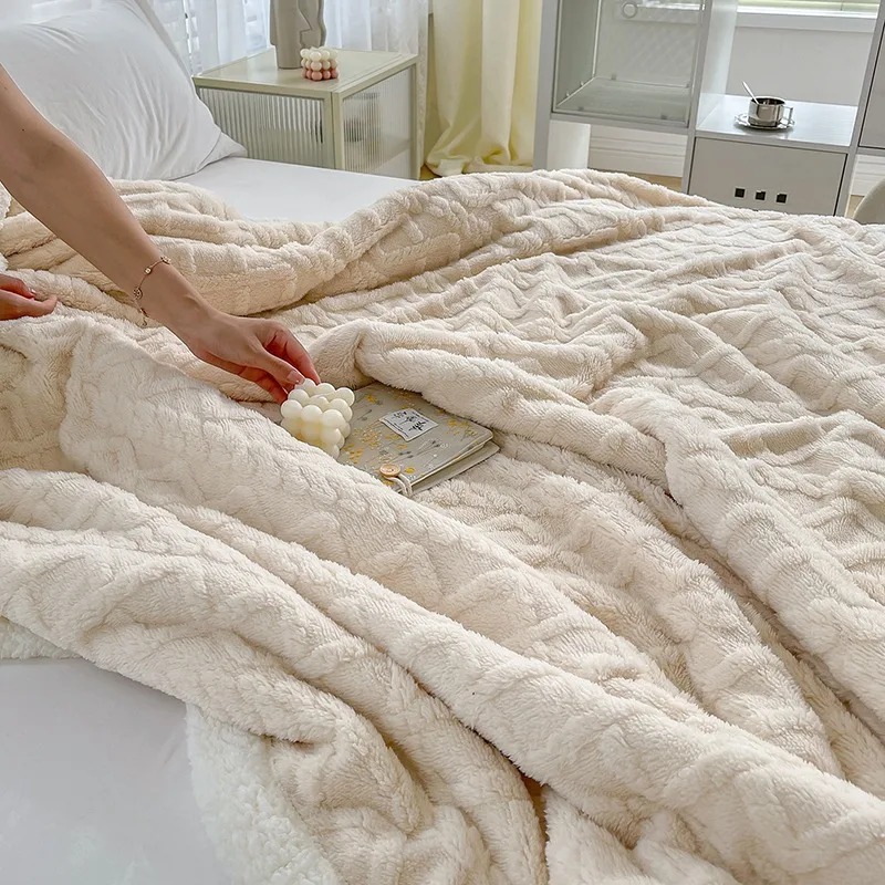 Solid Lamb Wool Blanket Nap Leisure Blanket Office  \Air Conditioning Throw Bedroom Sofa Blanket Winter Bedsheet Gift Blanket