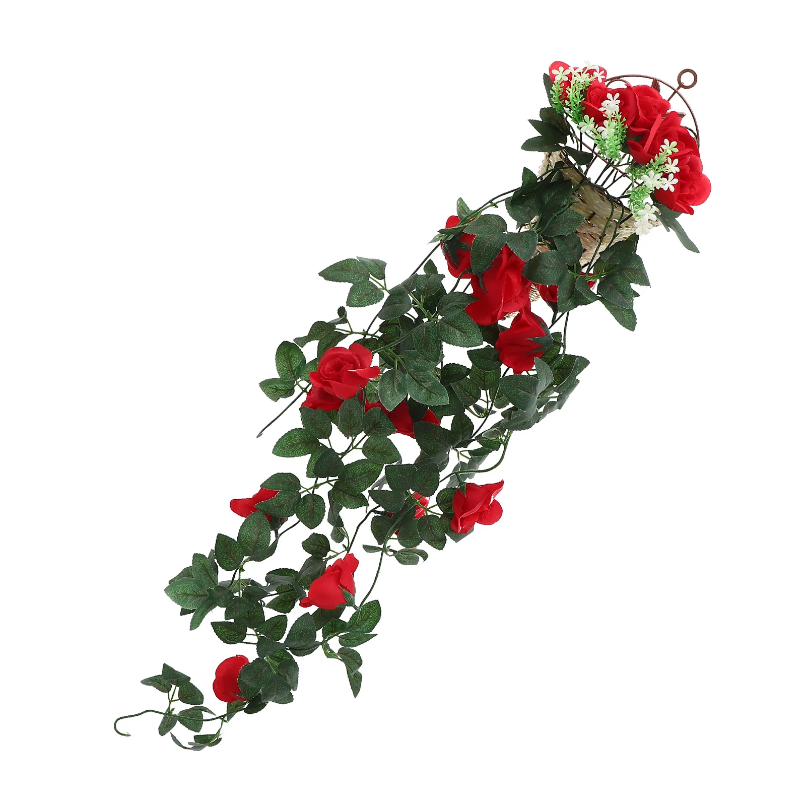 

1Set Artificial Rose Vine Hanging Basket Silk Flower Vine Wedding Garden Decor Fake Hanging Flowers Garden Fake Flowers