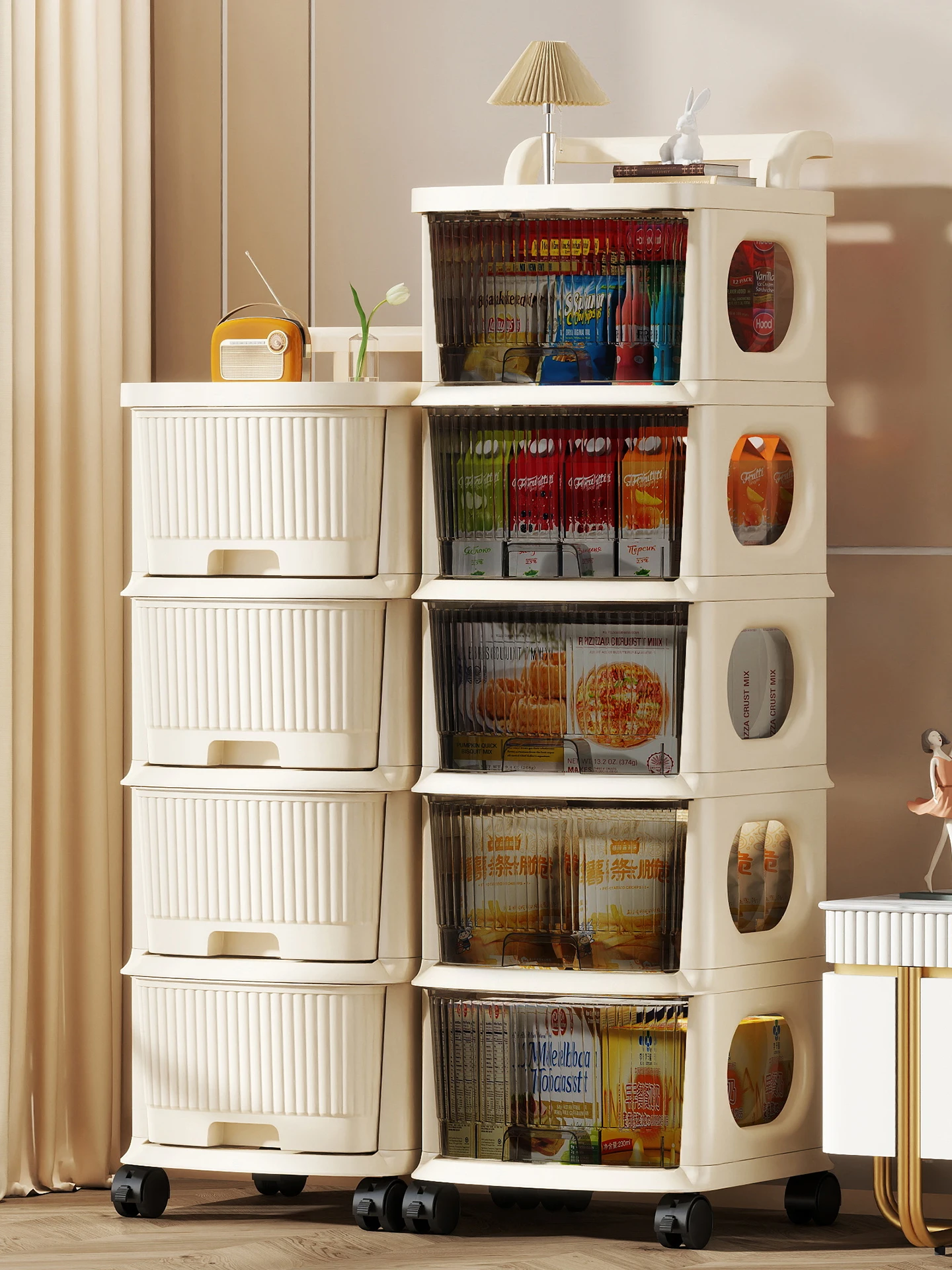 

Living Room Plastic Mobile Storage Ra Toy Sna Organizer Multi-Layer elf und Stand Pet Food Book Kitchen Utensils Org...