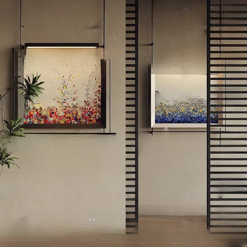 French Chinese style small and fresh wall hanging, the background of the sales office is a pole decorative painting
