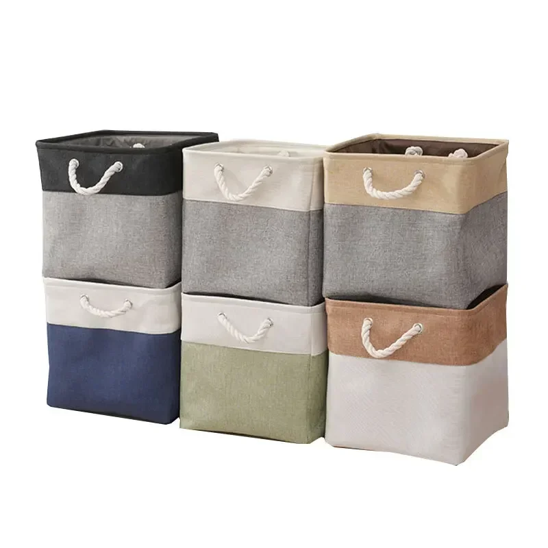 New Cotton Linen Folding Strap handle organizer Clothes sundries storage box Cabinet storage bag Laundry Basket laundry basket