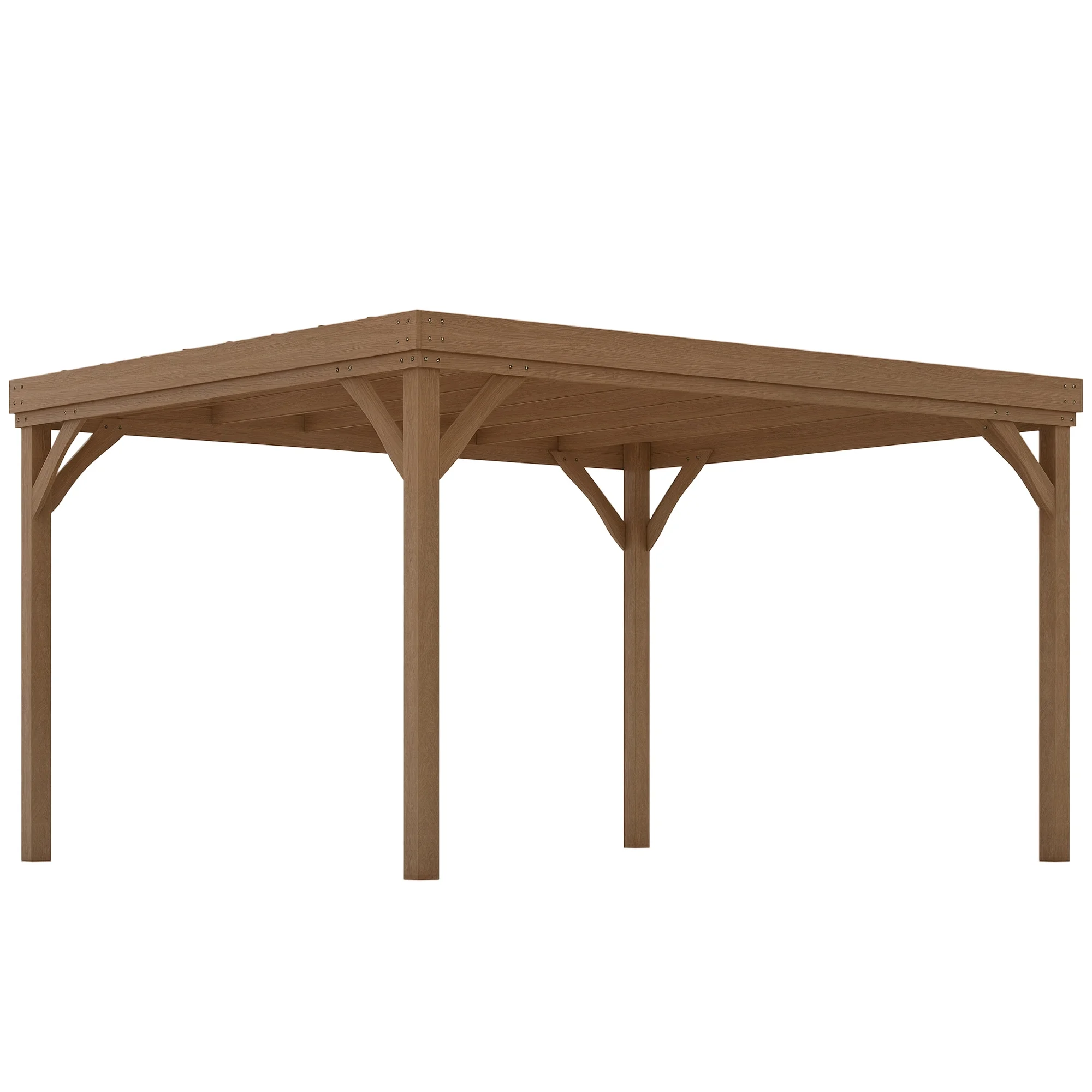10' X 12' Outdoor Wood Gazebo, Stable Structure, Brown