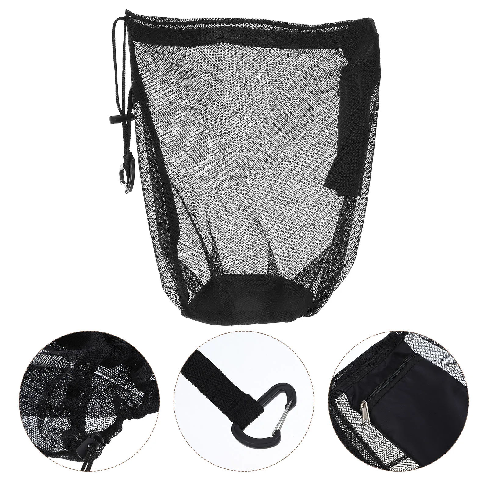 Mehrzweck-Tasche mit Reißverschluss für Basketball, Fußball, Volleyball, Fußball, Kordelzug, Haken, wasserdichte Netz-Tragetasche