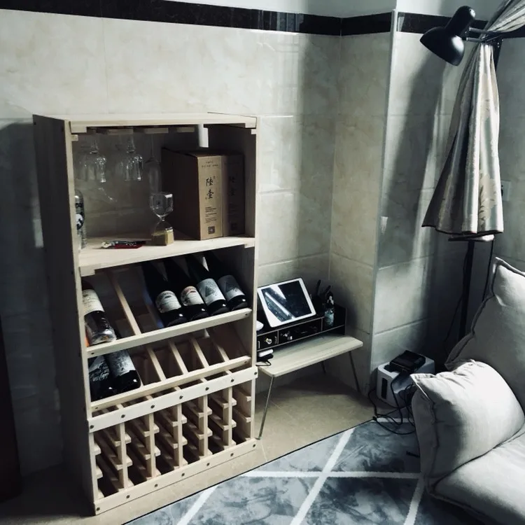 Portabottiglie per vino in legno massello per uso domestico nordico