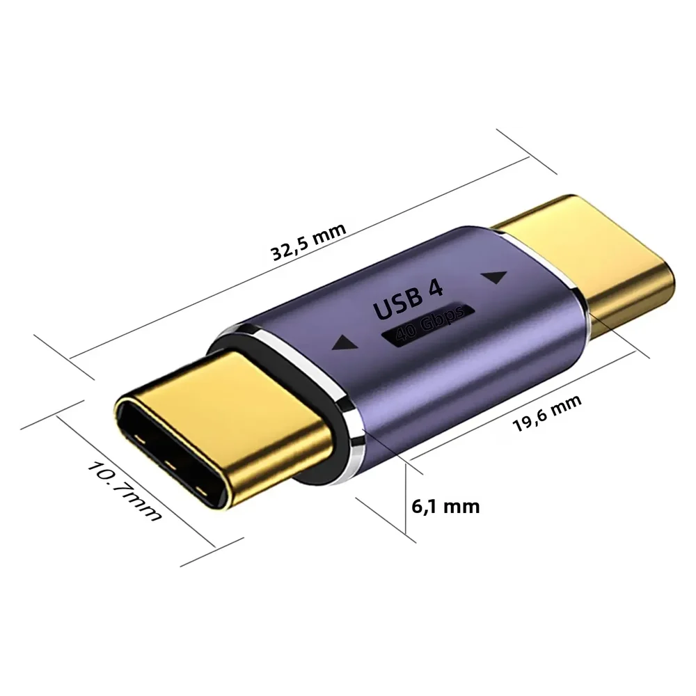 USB-C Male to Male Adapter USB4 40Gbps 100W Fast Charging 8K@60Hz Video Compatible with Thunderbolt 3/4 view 2
