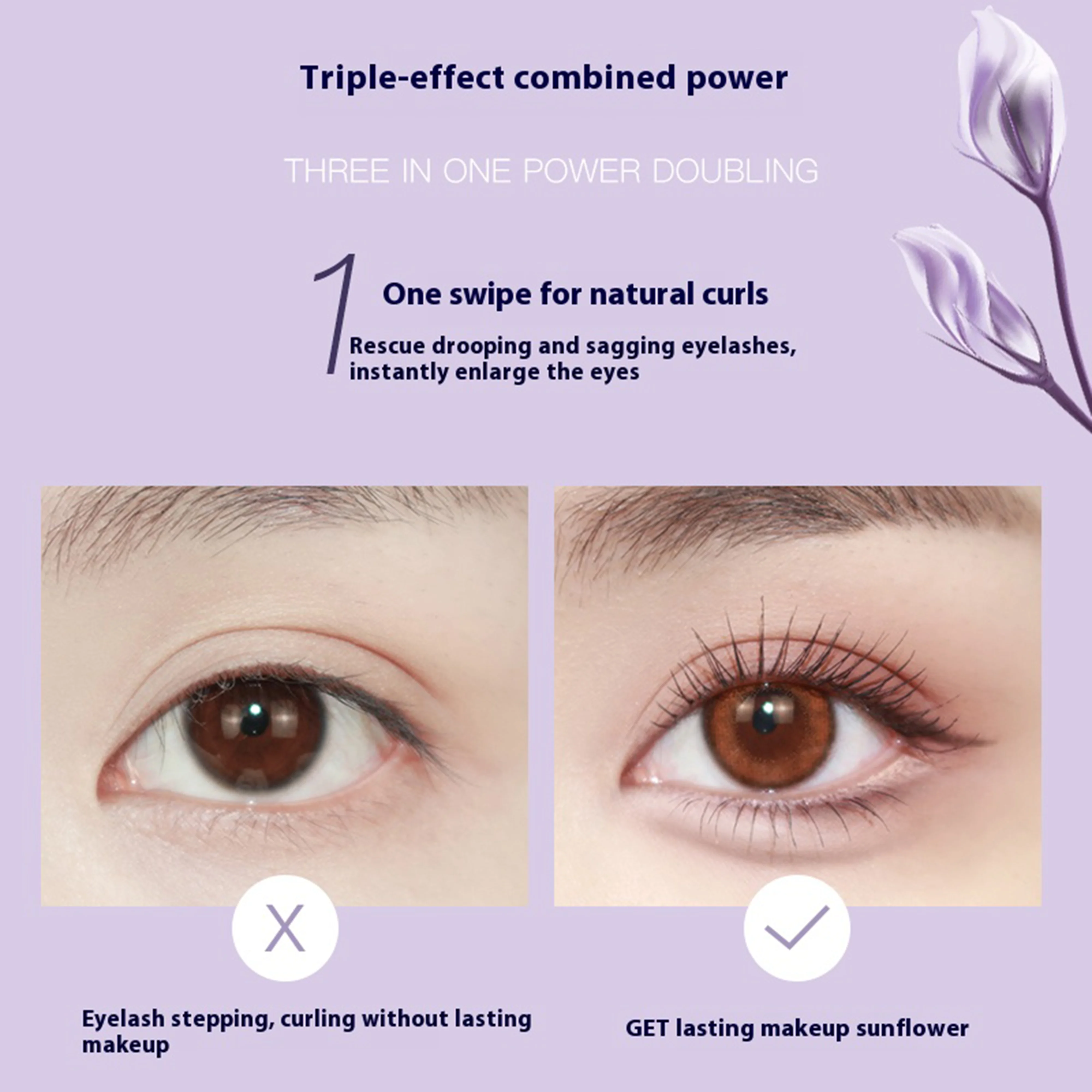 Wodoodporny tusz do rzęs NOVO wydłużający i zwiększający objętość z podwójną szczoteczką zapewnia delikatne podkręcenie i długotrwałe trwałość.