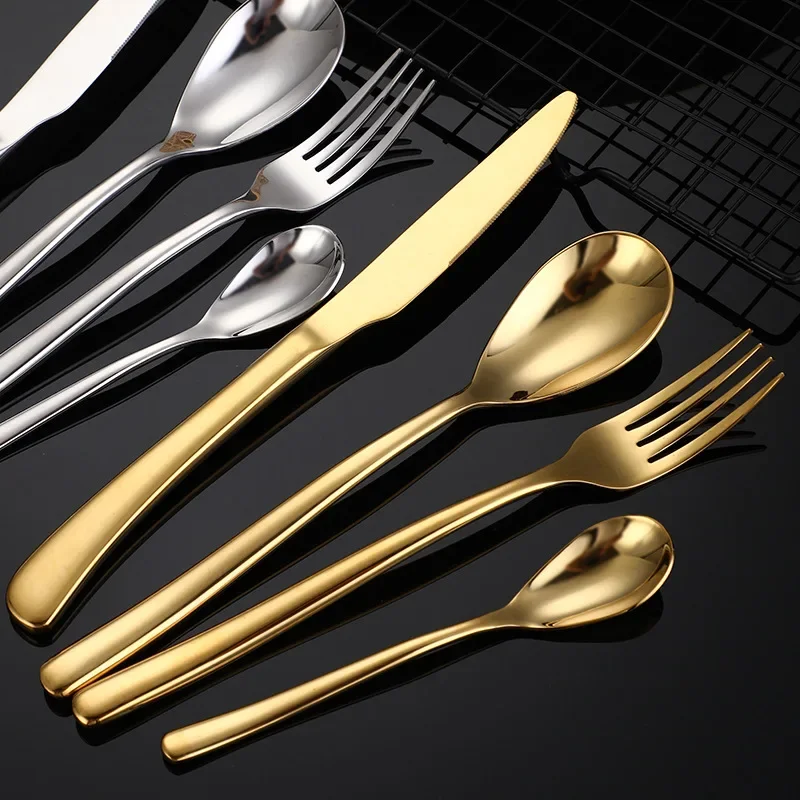 Gold Cutlery Set 304 Stainless Steel Luxury Flatware Tableware Spoons Forks Knives Teaspoons Western Eating Utensils Home Gift