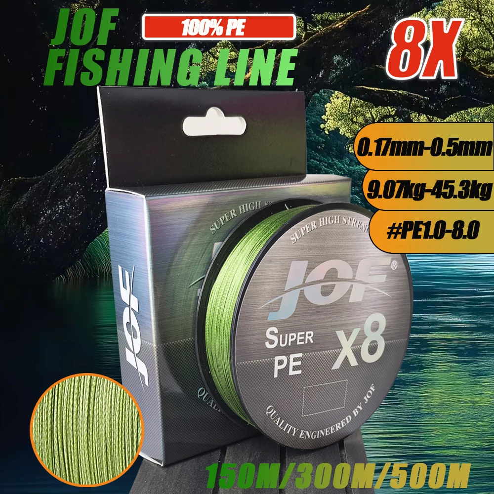 JOF Angelschnur 8-fach geflochtene Multifilament-Schnur 300M 500M 1000M Japanisches PE 8-Faden-Meereskarpfen-Wirbel-8X-Kordel-Zubehör