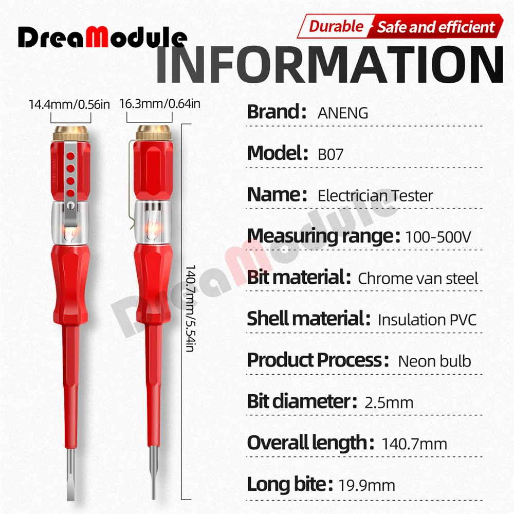 B07 Electrical Tester Pen Voltage Indicator Test Pencil Tester Screwdriver 100-500V Neon Bulb Non-contact Insulation Test Pen