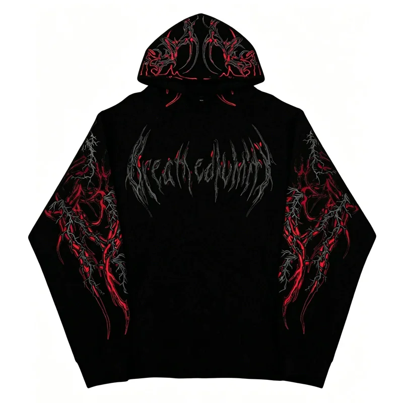 2026 Modell Herren-Kapuzenpullover mit 3D-Totenkopf-Druck für Herbst/Winter Street-Punk-Sportbekleidung Bequem für Fitness und Training – Detail 7