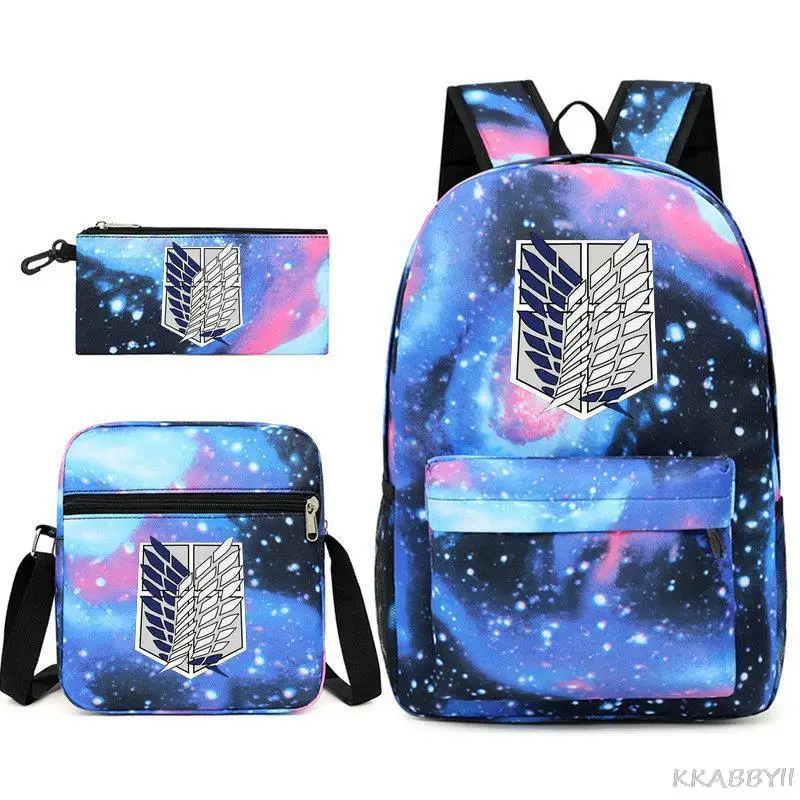 Attack on Titan Anime School Bag for Girls Boys Children Back To School Backpack Shoulder Bag Pencil Case Set Students Schoolbag