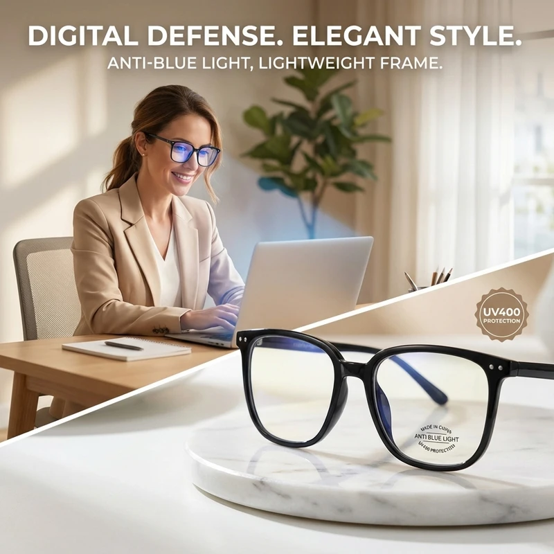 Große Anti-Blaulicht-Brille mit quadratischem Rahmen, modisch, Retro, für Herren und Damen, Computer, Gaming, Augenschutz, klassische Brille aus schlichtem Glas