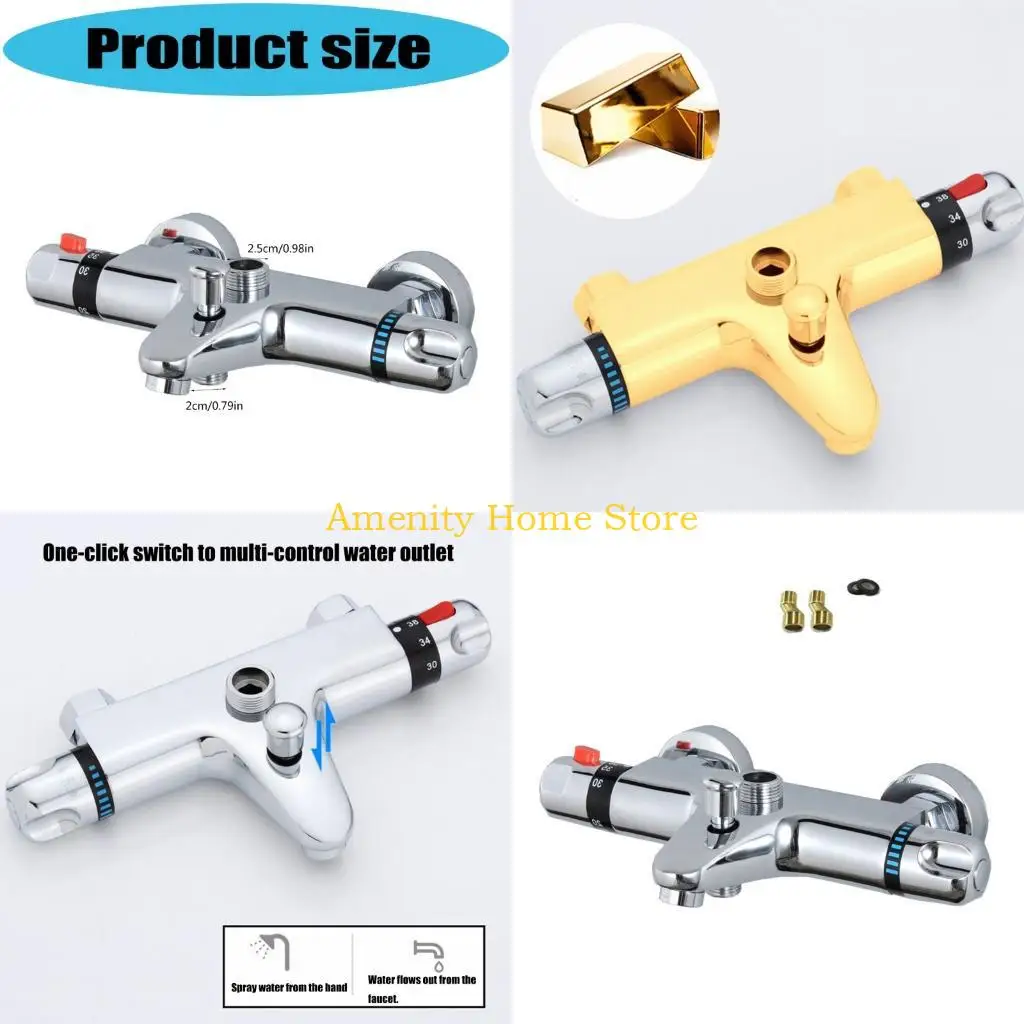 F26C Wall Mounted Thermostatic Shower Valves Bathroom Thermostatic Shower Mixer Bath/Shower Valves Trim Easy to Install