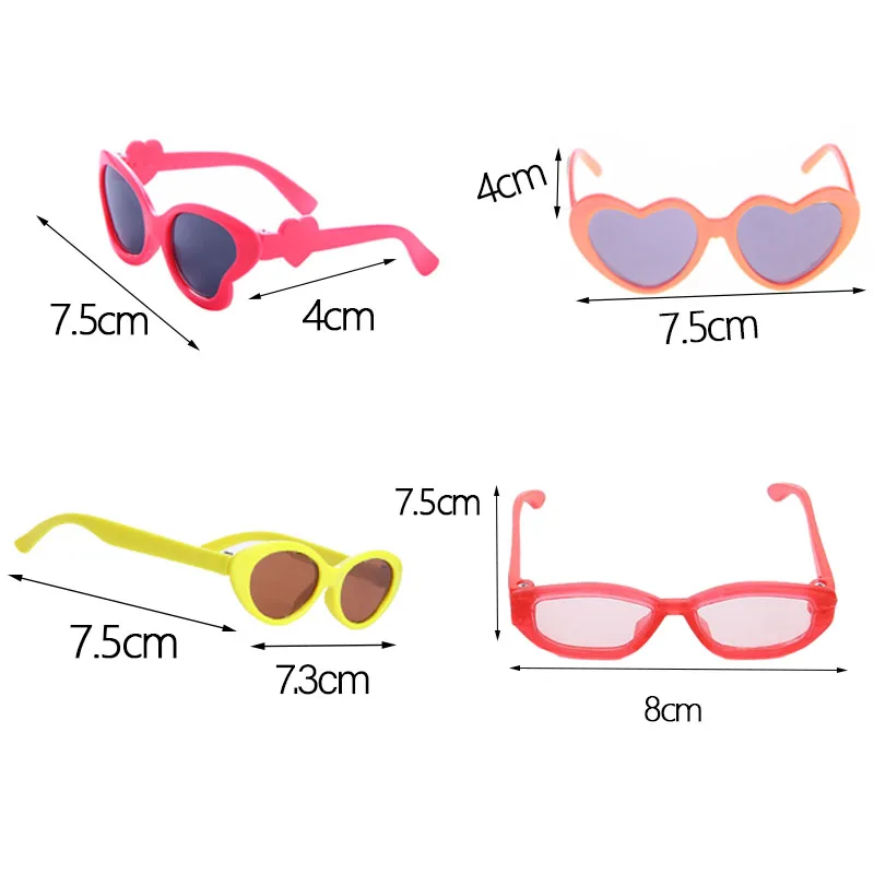 5/10Pcs Set Doll Baby Sunglasses Glasses For 18Inch American&43Cm Reborn Baby Doll Accessories Our Generation Girl's DIY Eye Toy