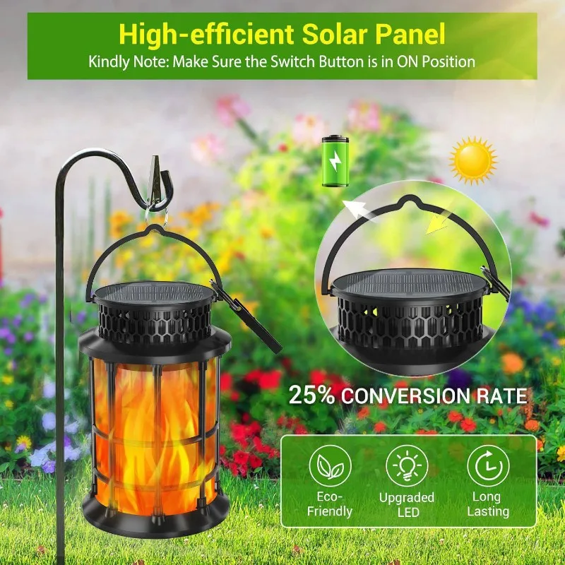 

ABDJ-Solar Powered Flame Lanterns 2Pcs Outdoor Garden Lawn Landscape Decorative Lighting, Automatic On/Off Operation Auto