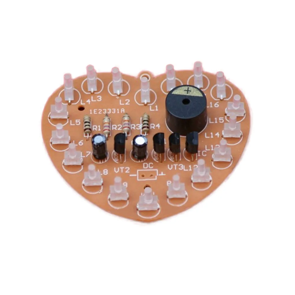 DIY Electronic Kit LED Flashing Heart Shape Breathing Lamp Marquee Light 8 Styles Soldering Practice for School Student Learning